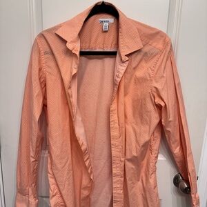 Bar III Orange Microdot Long-Sleeve Button-Down Shirt, Slim Fit, Stretch | M